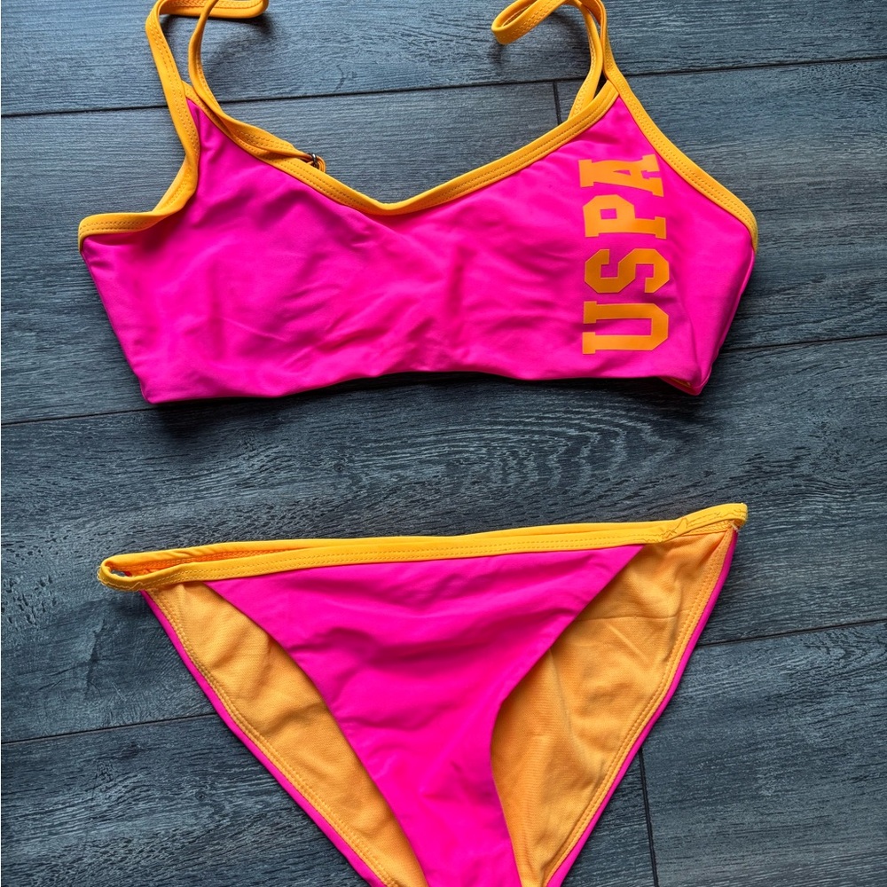 USPA Pink and Yellow Bikini Set